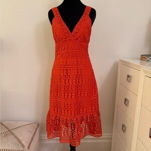 Diane Von Furstenberg Orange Lace Dress